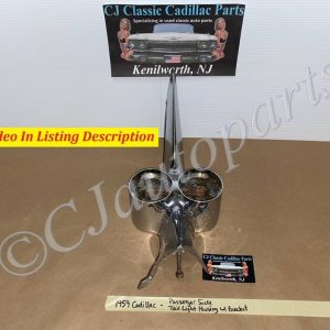 OEM 1959 Cadillac Deville Eldorado Fleetwood RIGHT PASSENGER SIDE TAIL LIGHT HOUSING CHROME FIN TRIM WITH MOUNTING BRACKET #4302796/#4302800