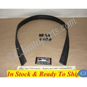 NEW 1961-1962 CADILLAC DEVILLE ELDORADO SERIES 62 HOOD TO COWL WEATHERSTRIP SEAL WITH BUMPER BLOCK PLUGS