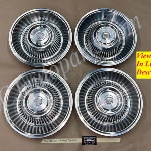 OEM 1963 1964 Cadillac Deville Fleetwood 15" HUB CAPS HUBCAPS WHEEL COVERS WITH CREST EMBLEM - SET OF 4