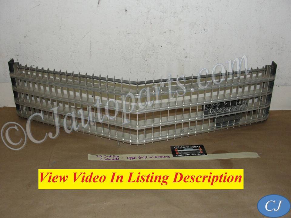 OEM 1970 Cadillac Eldorado FRONT UPPER GRILL WITH SCRIPT EMBLEM & 8.2 LITRE EMBLEM #3514942/#3633462/#3633462