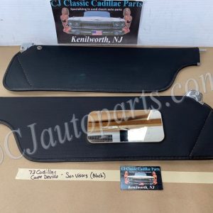 OEM 1971 1972 1973 1974 1975 1976 Cadillac Deville Fleetwood Calais 1971 1972 1973 1974 1975 1976 1977 1978 Eldorado  SUN VISORS (PAIR) WITH HINGES & MIRROR ~ BLACK