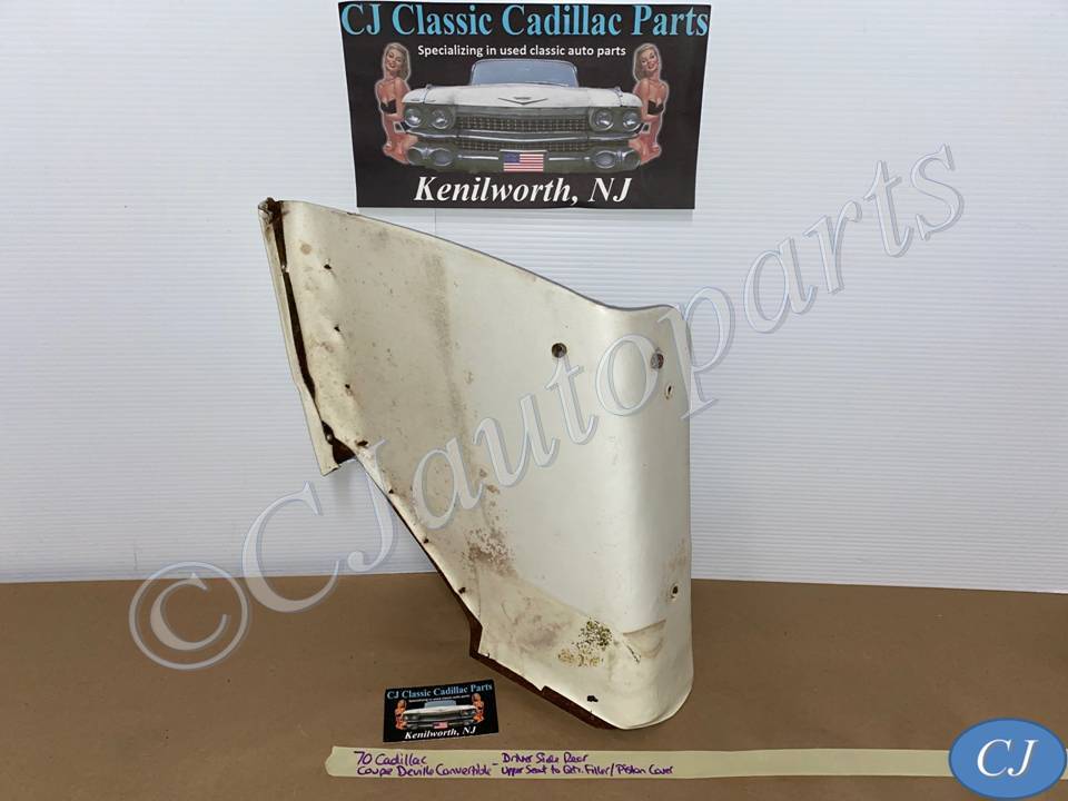 OEM 1969 1970 Cadillac Coupe Deville Convertible LEFT DRIVER SIDE REAR SEAT FILLER CONVERTIBLE TOP PISTON COVER TRIM - WHITE