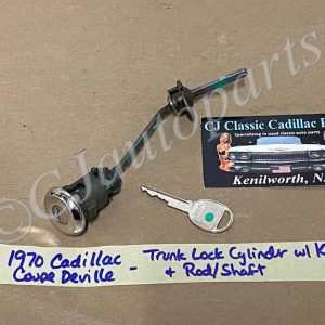 OEM 1970 Cadillac Deville TRUNK LOCK CYLINDER WITH KEY & LOCK ROD SHAFT W/ COUPLING #9808423