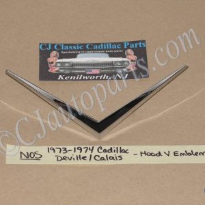 NOS 1973-1974 Cadillac Deville Calais CHROME HOOD V EMBLEM ORNAMENT ESCUTCHEON