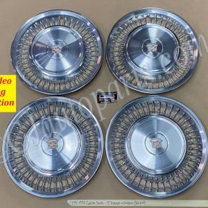 OEM 1971-1972 Cadillac Deville Fleetwood Calais 15" HUBCAPS WHEEL COVERS WITH CREST EMBLEMS (SET OF 4)