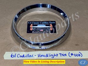 OEM 1961 Cadillac Deville Eldorado Fleetwood CHROME HEADLIGHT BEZEL DOOR TRIM #002 - #1475790/#3512425
