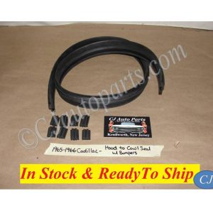 NEW 1965-1966 CADILLAC DEVILLE ELDORADO FLEETWOOD CALAIS HOOD TO COWL WEATHERSTRIP SEAL WITH BUMPER BLOCK PLUGS