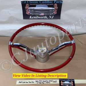 OEM 1965 Cadillac Deville Eldorado Fleetwood Calais NON-TILT STEERING WHEEL WITH HORN BAR BUTTON RING (RED) #710889/#1482949