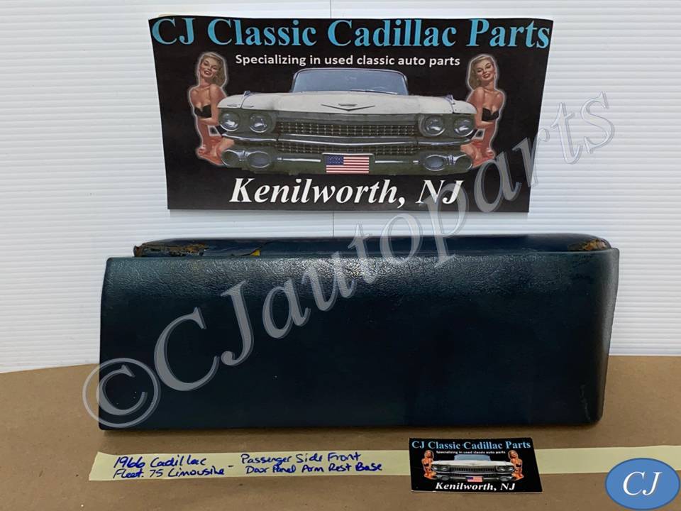 OEM 1966 1967 Cadillac Fleetwood LIMO LIMOUSINE RIGHT PASSENGER SIDE FRONT DOOR PANEL ARM REST BASE PAD TRIM - - DARK BLUE