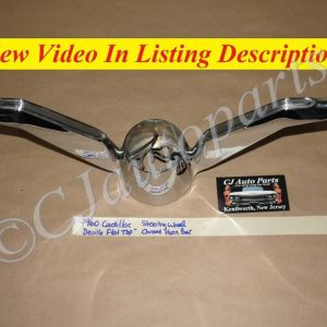 OEM 1960 Cadillac Deville Eldorado Fleetwood FLAT TOP STEERING WHEEL CHROME HORN BAR RING **TESTED** #764596