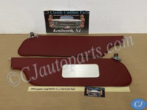OEM 1971 1972 1973 1974 1975 1976 Cadillac Deville Fleetwood Calais 1971 1972 1973 1974 1975 1976 1977 1978 Eldorado SUN VISORS (PAIR) WITH HINGES & MIRROR ~ DARK RED