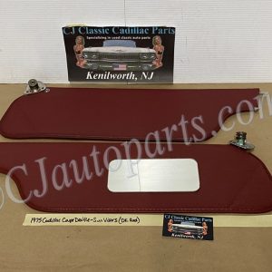 OEM 1971 1972 1973 1974 1975 1976 Cadillac Deville Fleetwood Calais 1971 1972 1973 1974 1975 1976 1977 1978 Eldorado  SUN VISORS (PAIR) WITH HINGES & MIRROR ~ DARK RED