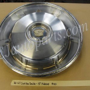 OEM 1966 1967 Cadillac Deville Fleetwood Calais 1966 Eldorado 15" HUBCAP WHEEL COVER W/ CREST EMBLEM SLOTTED #001