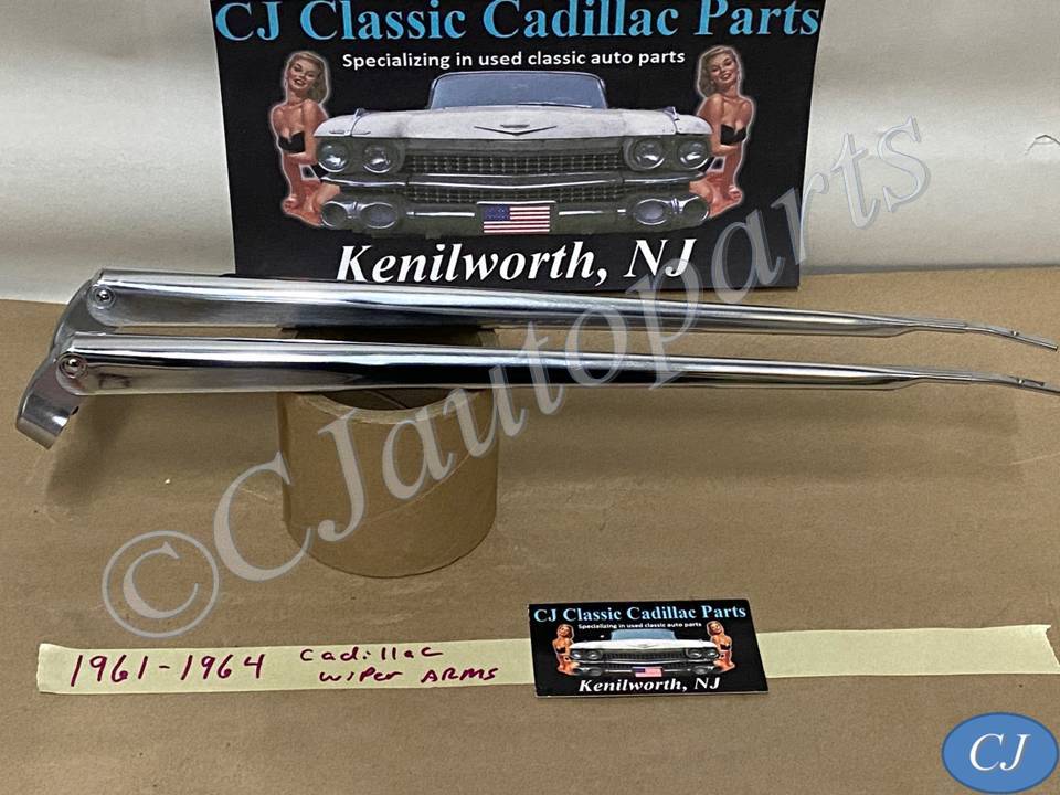 OEM 1961 1962 1963 1964 Cadillac Deville Eldorado Fleetwood TRICO WINDSHIELD WIPER ARMS - LEFT & RIGHT - POLISHED #1472098/#1472099