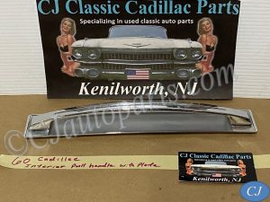 OEM 1960 Cadillac Deville INTERIOR DOOR PULL HANDLE WITH BACK PLATE ESCUTCHEON TRIM #4780949/#4780948
