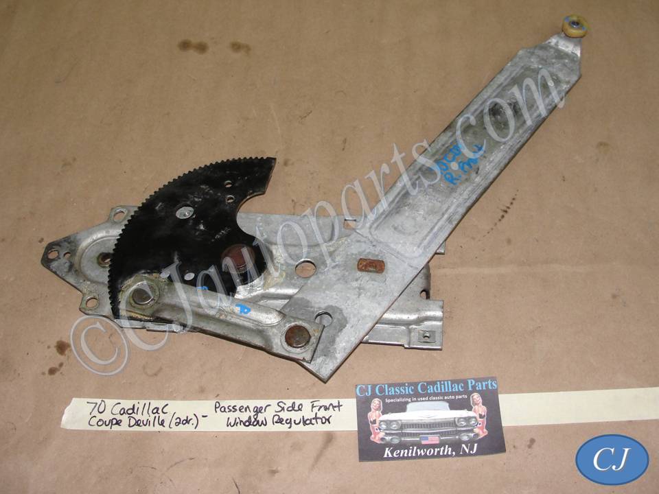 OEM 1970 Cadillac Coupe/Convertible Deville, Calais Coupe 2DR RIGHT PASSENGER SIDE FRONT DOOR WINDOW REGULATOR #9829790