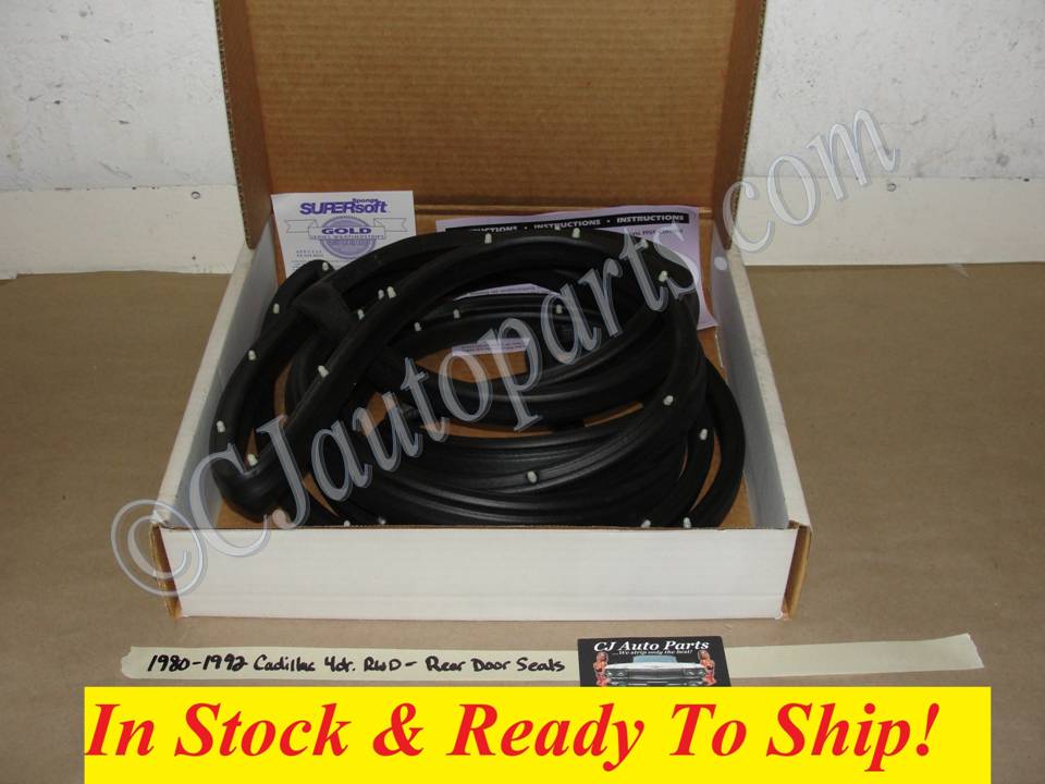 LM18 L/S METRO MOULDED SOFTSEAL 1980 1981 1982 1983 1984 1985 1986 1987 1988 1989 1990 1991 1992 CADILLAC BROUGHAM FLEETWOOD DEVILLE 4DR GM RWD REAR MOLDED DOOR SEALS WITH WHITE CLIPS