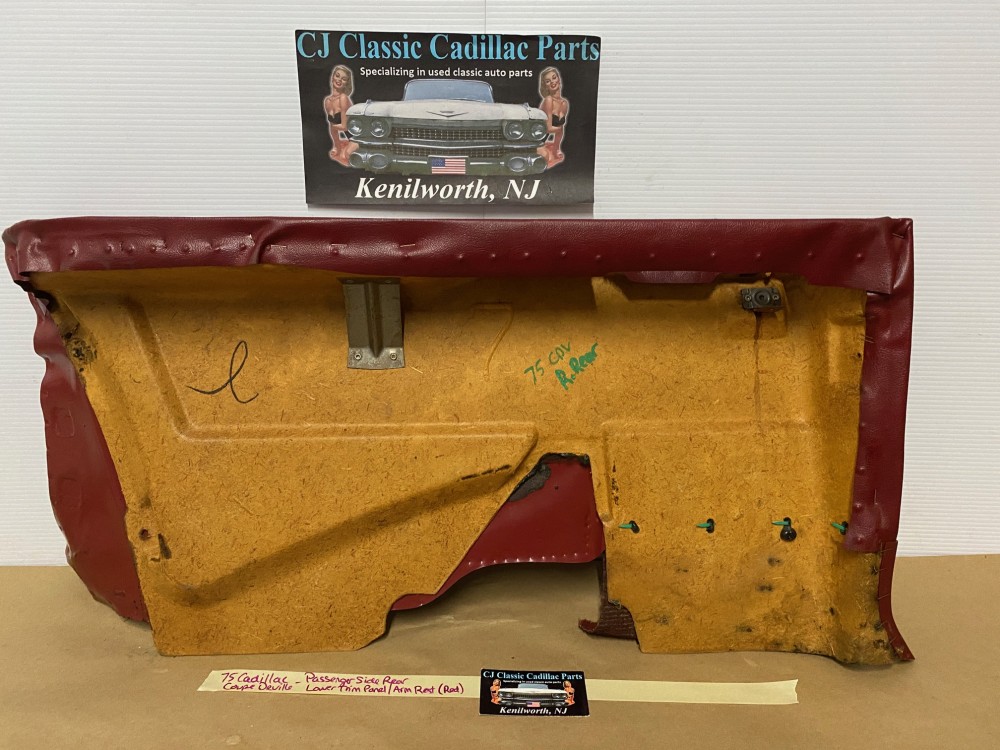 OEM 1971 1972 1973 1974 1975 1976 Cadillac Coupe Deville Calais 2 Dr RIGHT PASSENGER SIDE REAR LOWER DOOR PANEL ARM REST ~ RED - Image 21