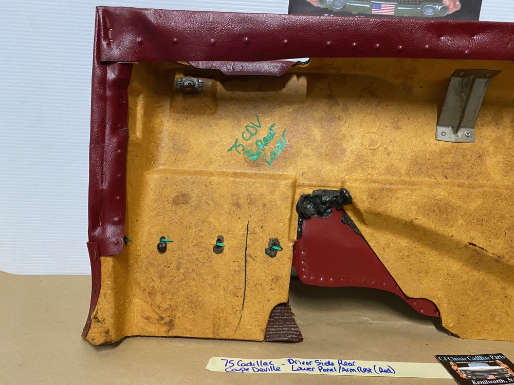 OEM 1971 1972 1973 1974 1975 1976 Cadillac Coupe Deville Calais 2 Dr LEFT DRIVER SIDE REAR LOWER DOOR PANEL ARM REST ~ RED - Image 21