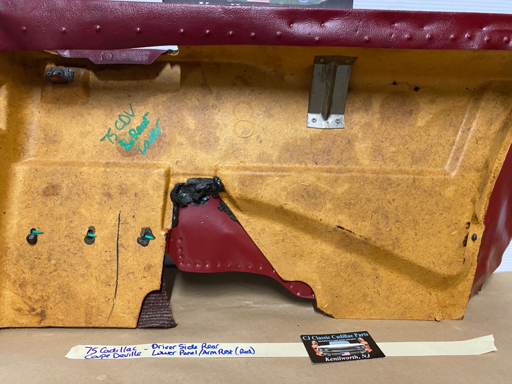 OEM 1971 1972 1973 1974 1975 1976 Cadillac Coupe Deville Calais 2 Dr LEFT DRIVER SIDE REAR LOWER DOOR PANEL ARM REST ~ RED - Image 22