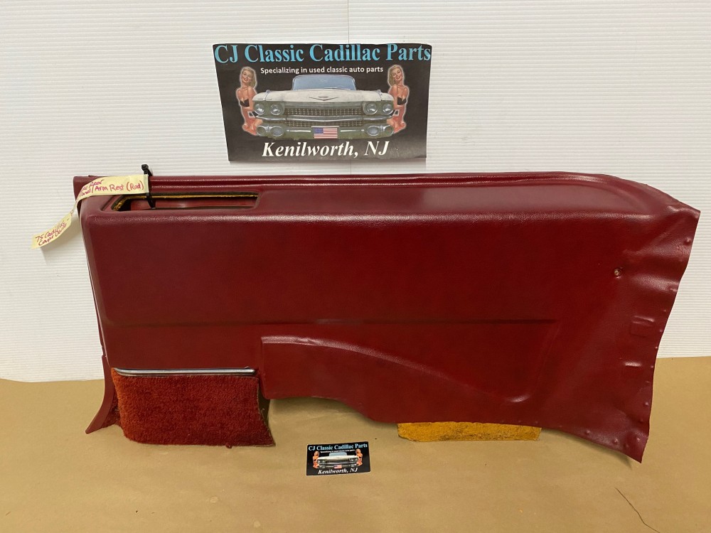 OEM 1971 1972 1973 1974 1975 1976 Cadillac Coupe Deville Calais 2 Dr RIGHT PASSENGER SIDE REAR LOWER DOOR PANEL ARM REST ~ RED - Image 24