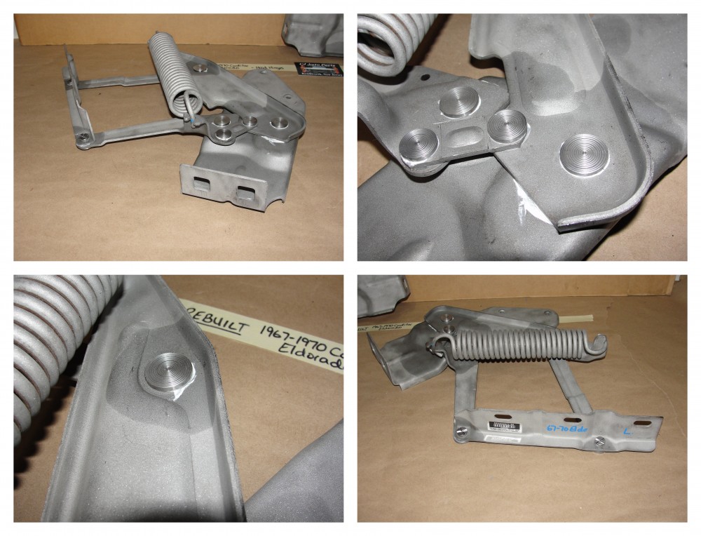 REBUILT 1967 1968 1969 1970 CADILLAC ELDORADO HOOD HINGES WITH SPRINGS - NEW RIVETS - Image 8