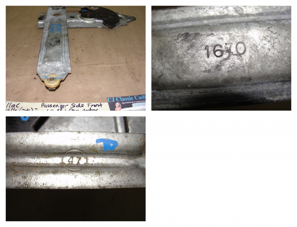 OEM 1970 Cadillac Coupe/Convertible Deville, Calais Coupe 2DR RIGHT PASSENGER SIDE FRONT DOOR WINDOW REGULATOR #9829790 - Image 12