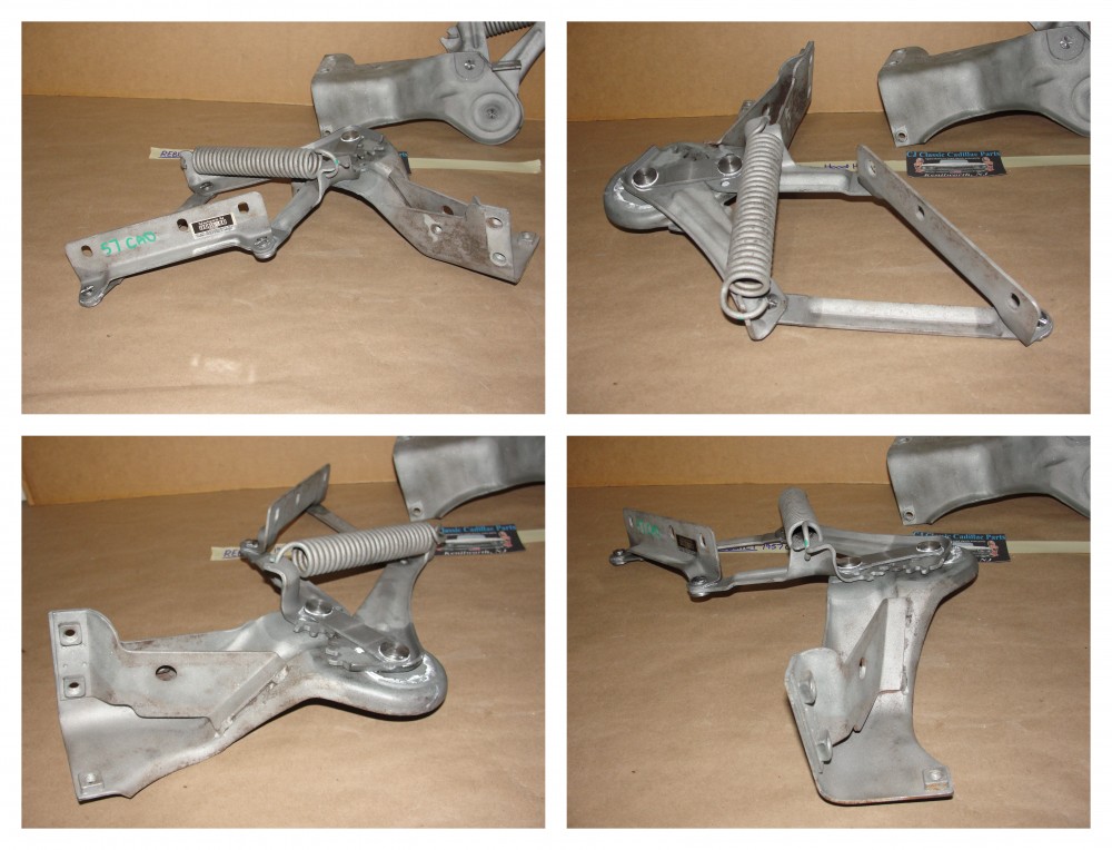 REBUILT FACTORY ORIGINAL 1957 CADILLAC ELDORADO FLEETWOOD DEVILLE HOOD HINGES WITH SPRINGS - NEW RIVETS - Image 7