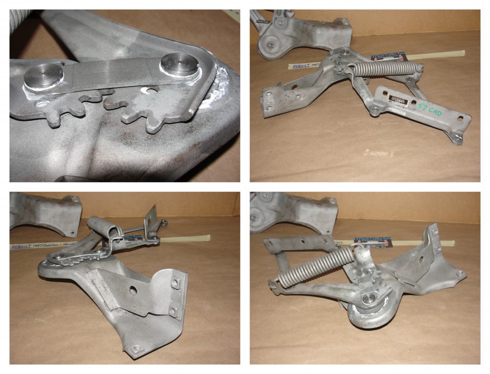 REBUILT FACTORY ORIGINAL 1957 CADILLAC ELDORADO FLEETWOOD DEVILLE HOOD HINGES WITH SPRINGS - NEW RIVETS - Image 6
