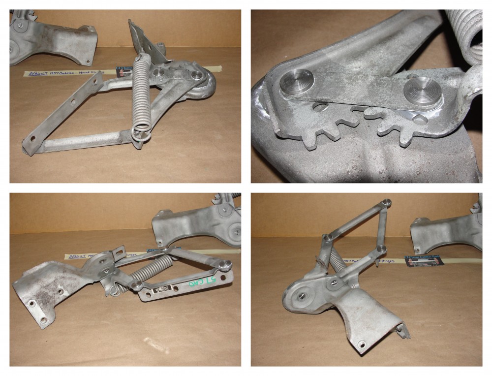 REBUILT FACTORY ORIGINAL 1957 CADILLAC ELDORADO FLEETWOOD DEVILLE HOOD HINGES WITH SPRINGS - NEW RIVETS - Image 5