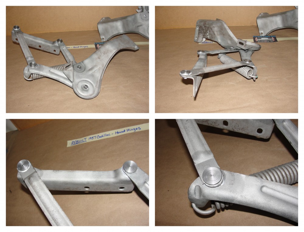 REBUILT FACTORY ORIGINAL 1957 CADILLAC ELDORADO FLEETWOOD DEVILLE HOOD HINGES WITH SPRINGS - NEW RIVETS - Image 4