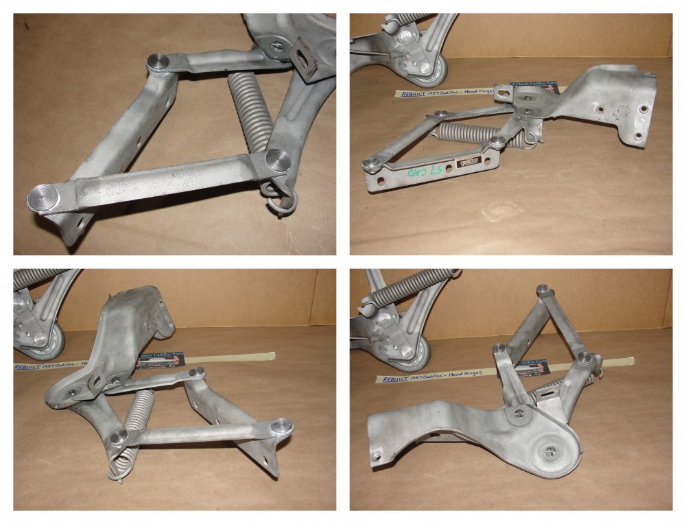 REBUILT FACTORY ORIGINAL 1957 CADILLAC ELDORADO FLEETWOOD DEVILLE HOOD HINGES WITH SPRINGS - NEW RIVETS - Image 3