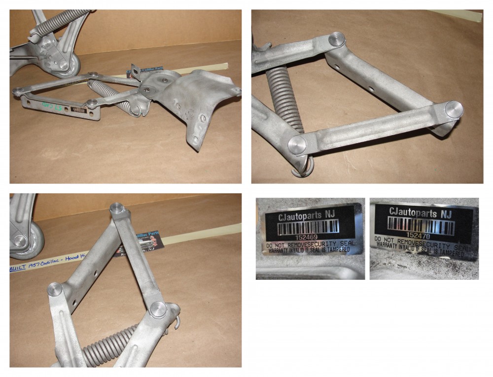 REBUILT FACTORY ORIGINAL 1957 CADILLAC ELDORADO FLEETWOOD DEVILLE HOOD HINGES WITH SPRINGS - NEW RIVETS - Image 2