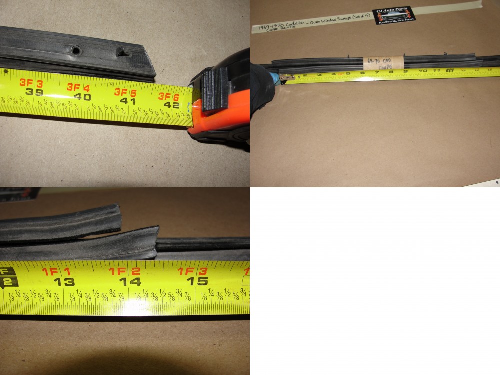 NEW 1969-1970 CADILLAC COUPE DEVILLE CALAIS OUTER WINDOW SWEEPS BELTLINE SEALS - 4 PIECE - Image 12