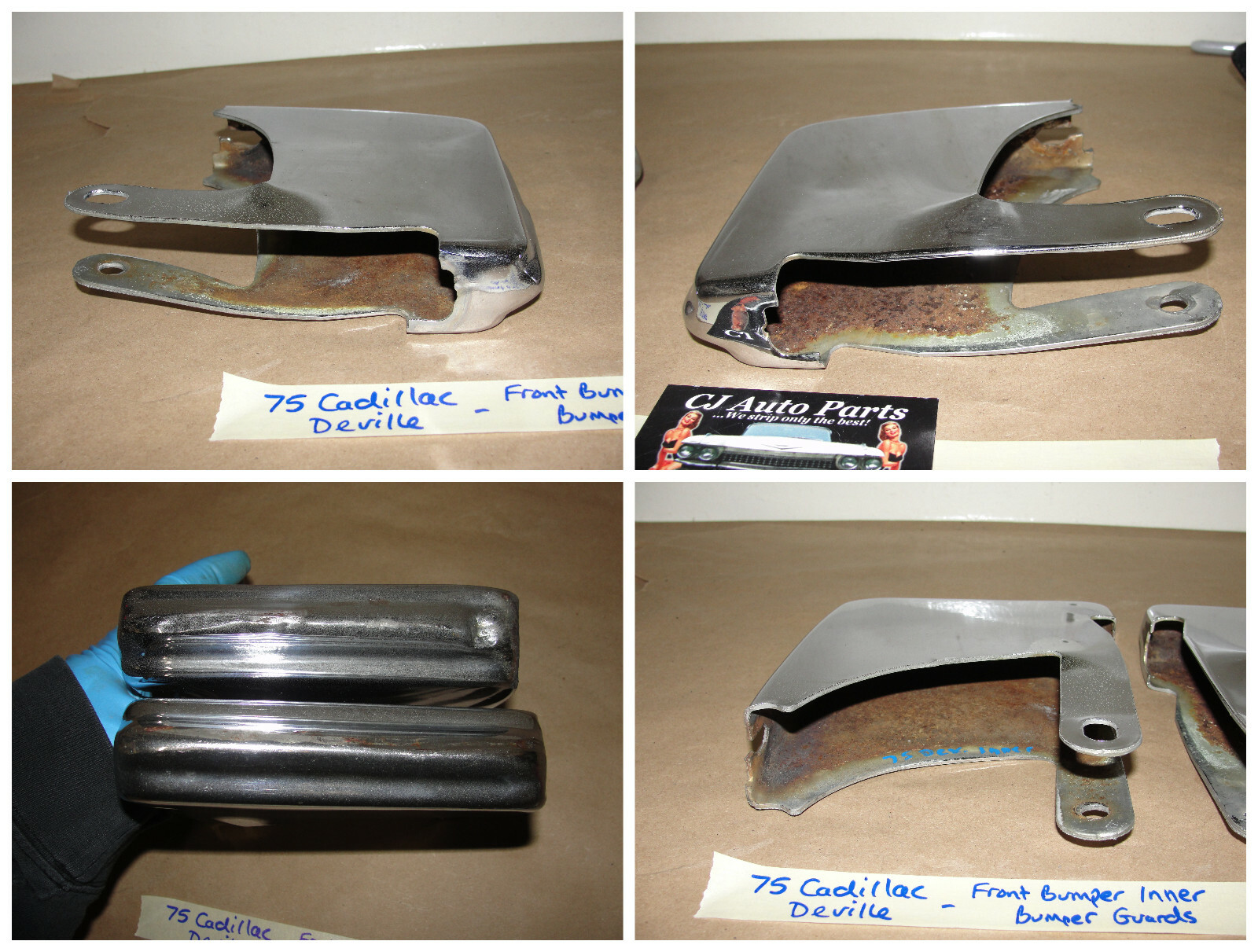 OEM 1974 1975 1976 Cadillac Deville Fleetwood Calais Commercial Chassis FRONT BUMPER INNER LICENSE PLATE BUMPER GUARDS (SMALLER) - Image 10