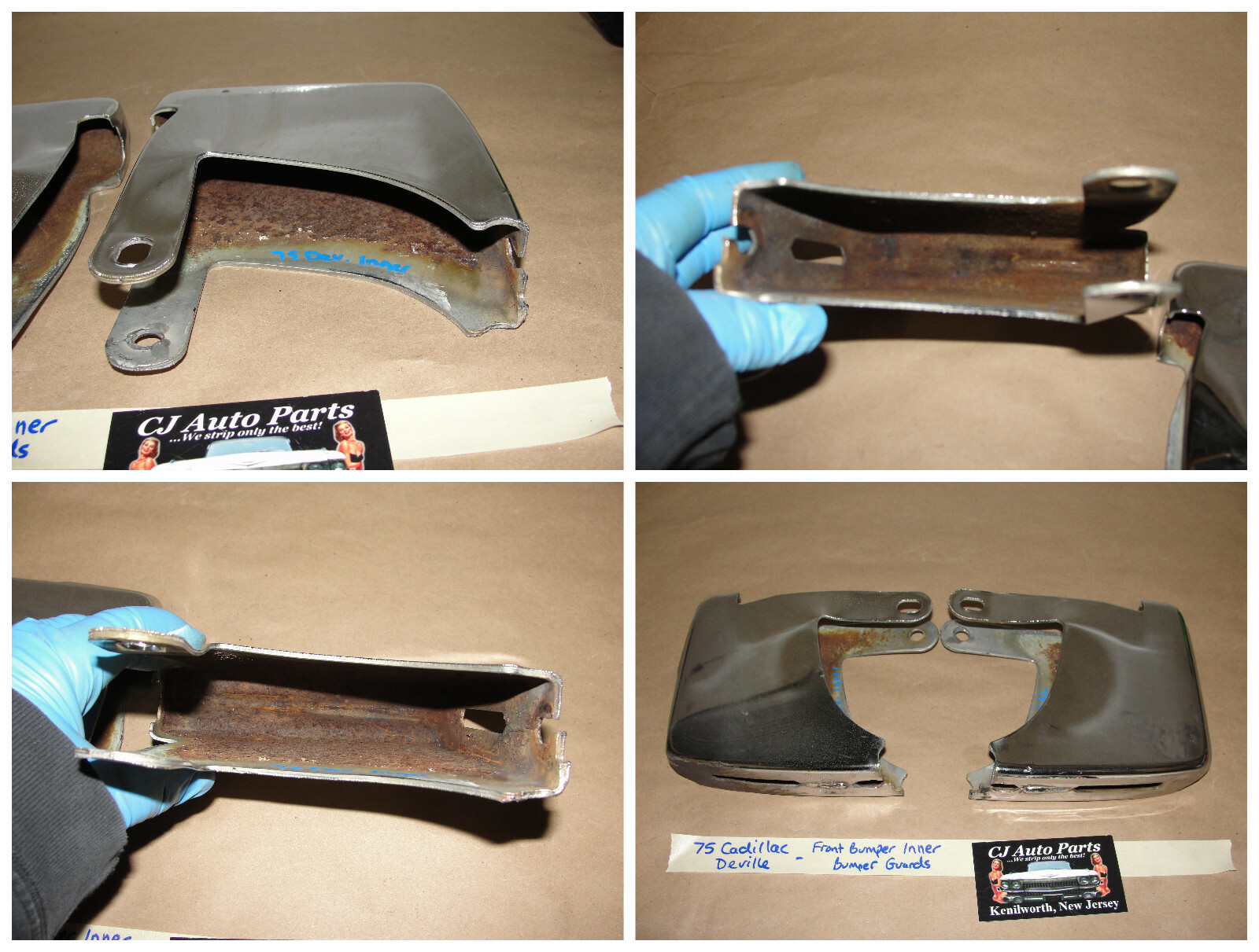 OEM 1974 1975 1976 Cadillac Deville Fleetwood Calais Commercial Chassis FRONT BUMPER INNER LICENSE PLATE BUMPER GUARDS (SMALLER) - Image 11