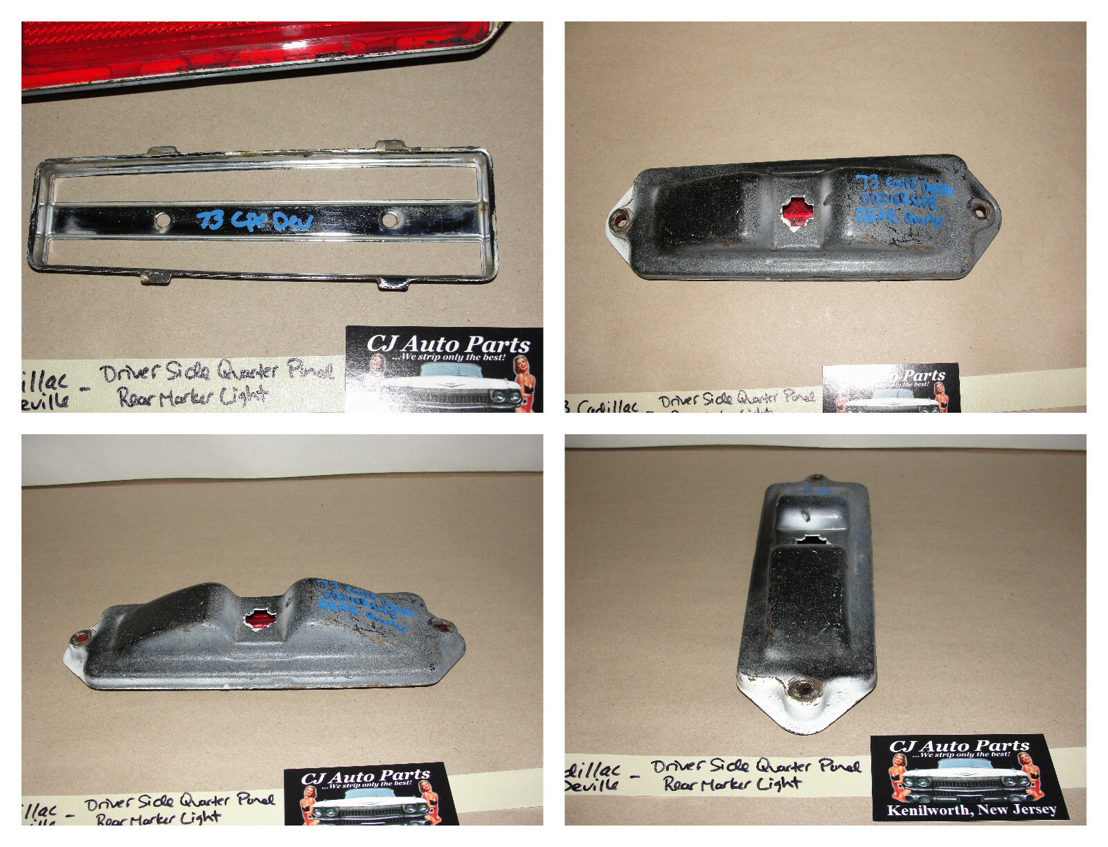 OEM 1971 1972 1973 Cadillac Deville Calais Fleetwood Commercial Chassis LEFT DRIVER SIDE REAR QUARTER PANEL MARKER LIGHT LENS TRIM #917120 - Image 11