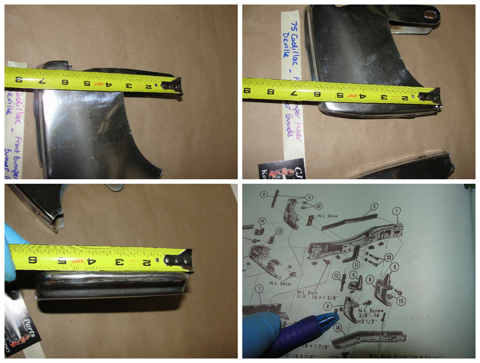 OEM 1974 1975 1976 Cadillac Deville Fleetwood Calais Commercial Chassis FRONT BUMPER INNER LICENSE PLATE BUMPER GUARDS (SMALLER) - Image 12