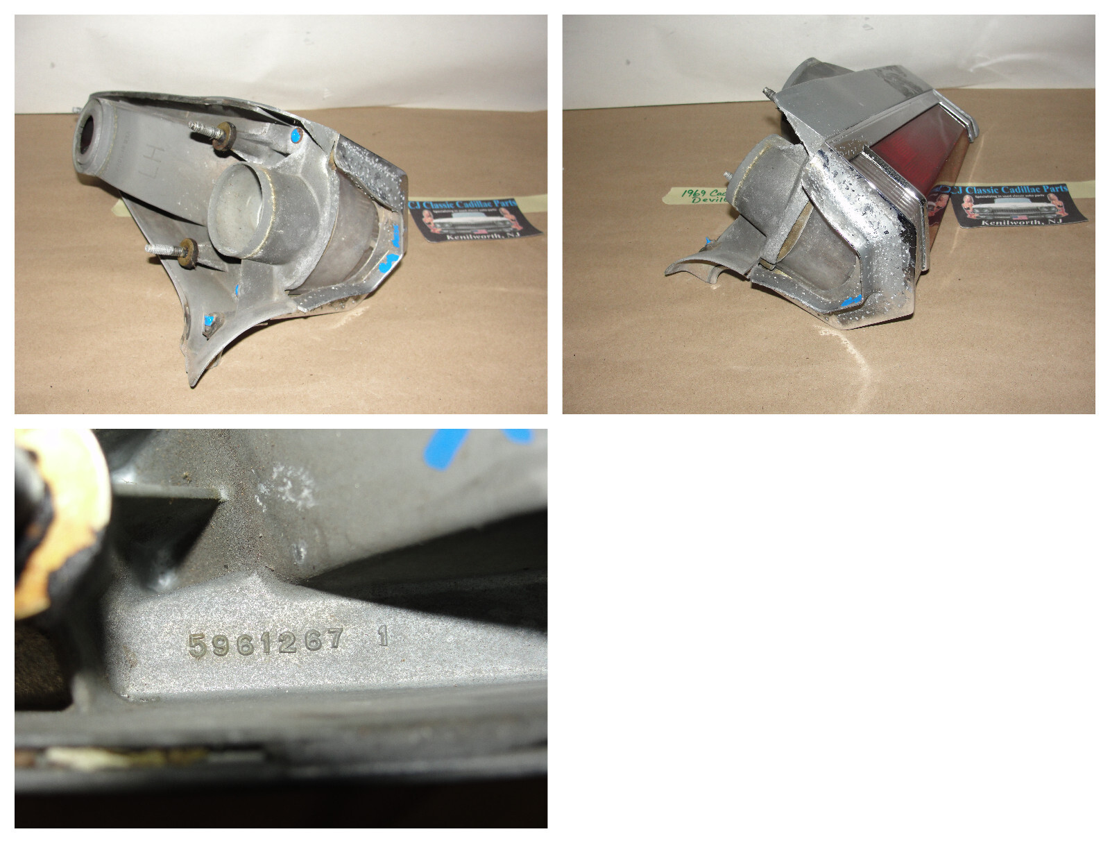 OEM 1969 Cadillac Deville Calais Fleetwood Commercial Chassis LEFT REAR TAIL LIGHT REVERSE LIGHT QUARTER PANEL EXTENSION #5961249/#5961265/#5961251/#5961807 - Image 12