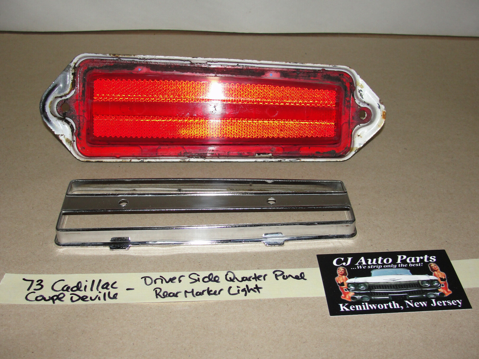 OEM 1971 1972 1973 Cadillac Deville Calais Fleetwood Commercial Chassis LEFT DRIVER SIDE REAR QUARTER PANEL MARKER LIGHT LENS TRIM #917120 - Image 3