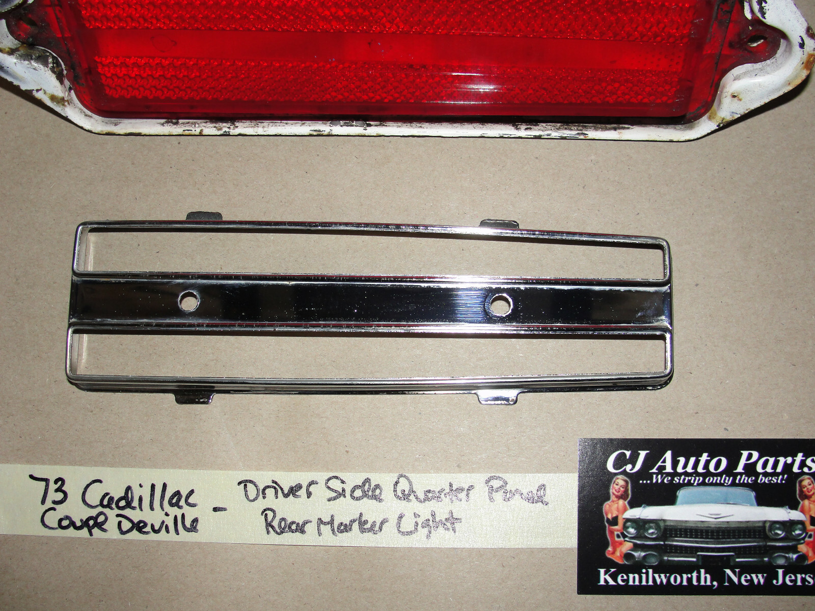 OEM 1971 1972 1973 Cadillac Deville Calais Fleetwood Commercial Chassis LEFT DRIVER SIDE REAR QUARTER PANEL MARKER LIGHT LENS TRIM #917120 - Image 4