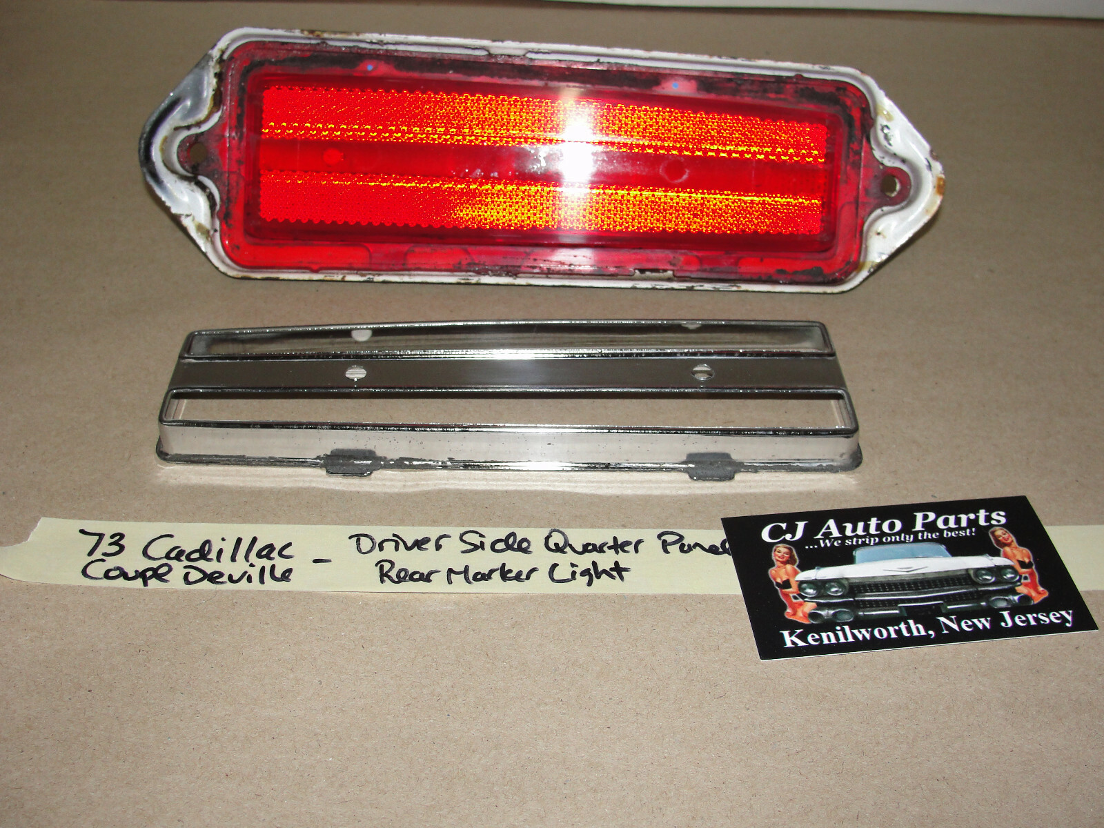 OEM 1971 1972 1973 Cadillac Deville Calais Fleetwood Commercial Chassis LEFT DRIVER SIDE REAR QUARTER PANEL MARKER LIGHT LENS TRIM #917120 - Image 5