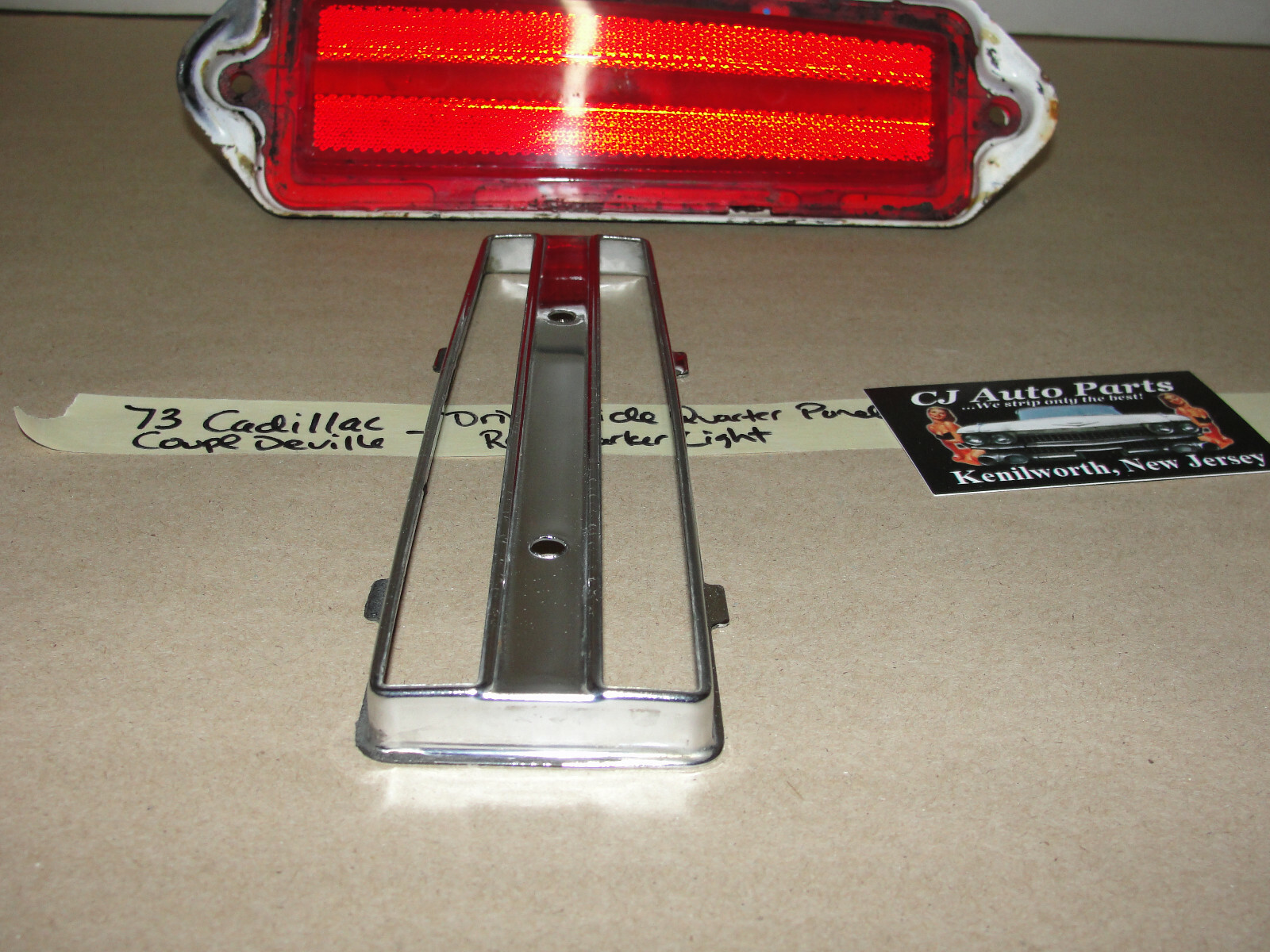 OEM 1971 1972 1973 Cadillac Deville Calais Fleetwood Commercial Chassis LEFT DRIVER SIDE REAR QUARTER PANEL MARKER LIGHT LENS TRIM #917120 - Image 6