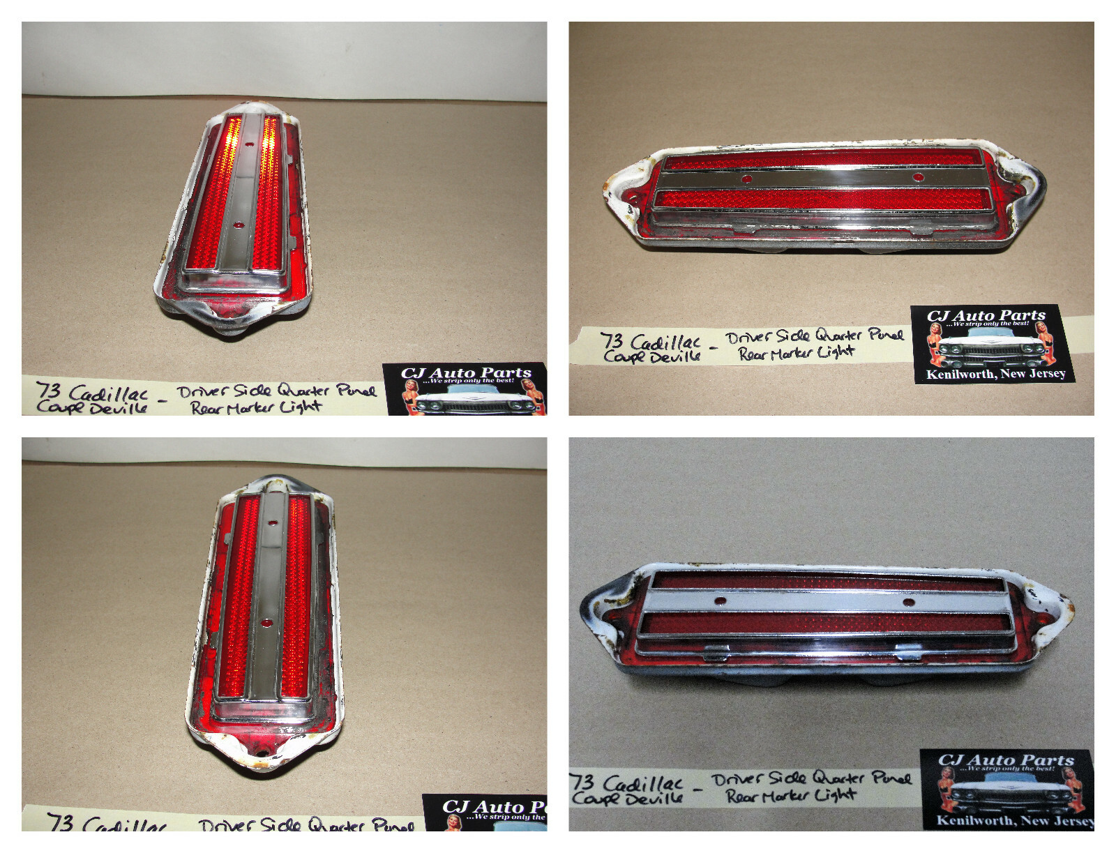 OEM 1971 1972 1973 Cadillac Deville Calais Fleetwood Commercial Chassis LEFT DRIVER SIDE REAR QUARTER PANEL MARKER LIGHT LENS TRIM #917120 - Image 8