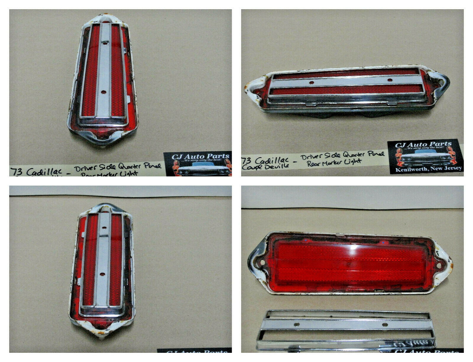 OEM 1971 1972 1973 Cadillac Deville Calais Fleetwood Commercial Chassis LEFT DRIVER SIDE REAR QUARTER PANEL MARKER LIGHT LENS TRIM #917120 - Image 9