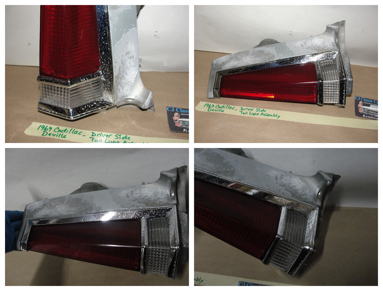 OEM 1969 Cadillac Deville Calais Fleetwood Commercial Chassis LEFT REAR TAIL LIGHT REVERSE LIGHT QUARTER PANEL EXTENSION #5961249/#5961265/#5961251/#5961807 - Image 9