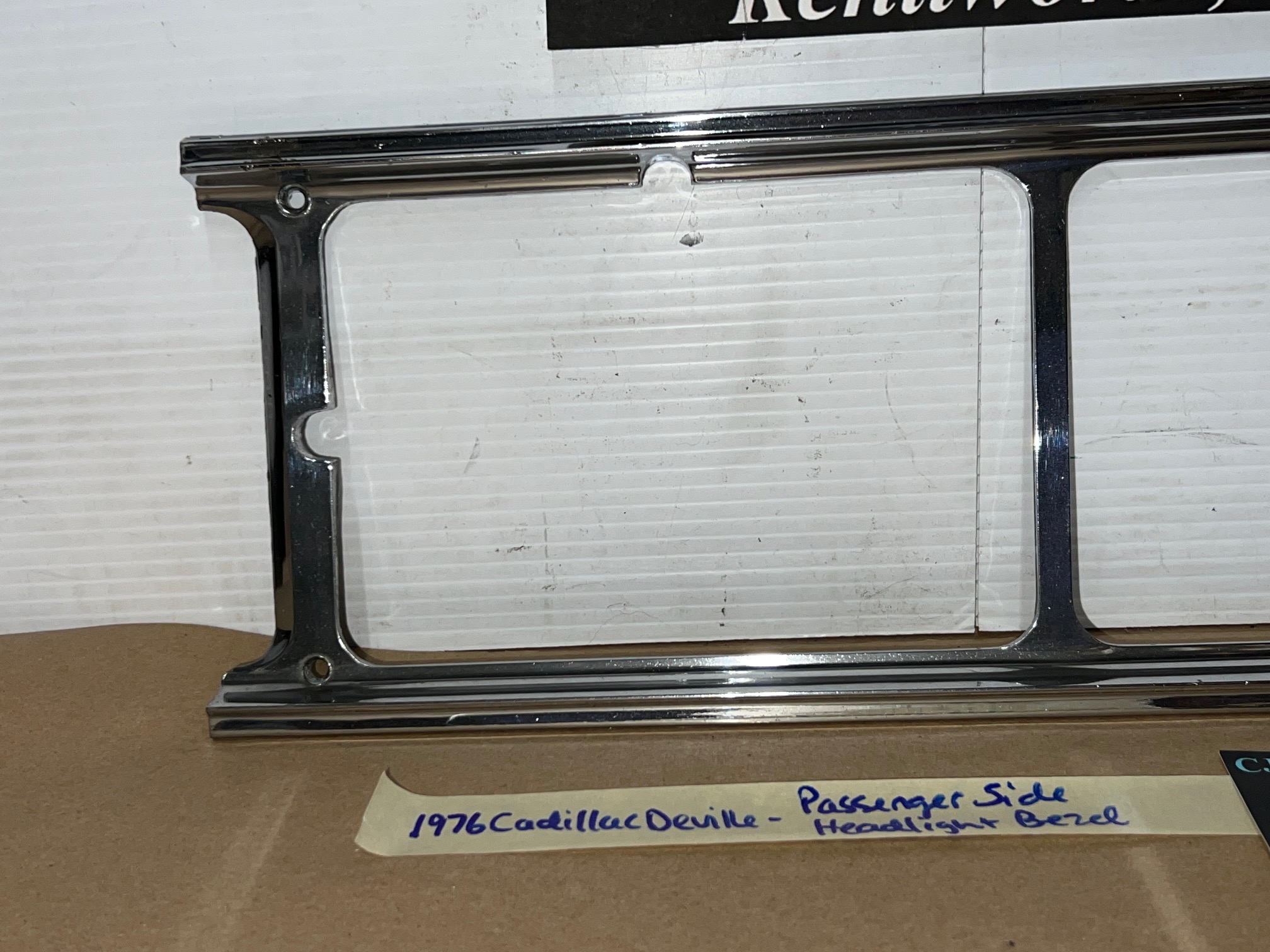 OEM 1975 1976 Cadillac Deville Fleetwood Calais Commercial Chassis RIGHT PASSENGER SIDE HEADLIGHT BEZEL TRIM #1605305 - Image 2