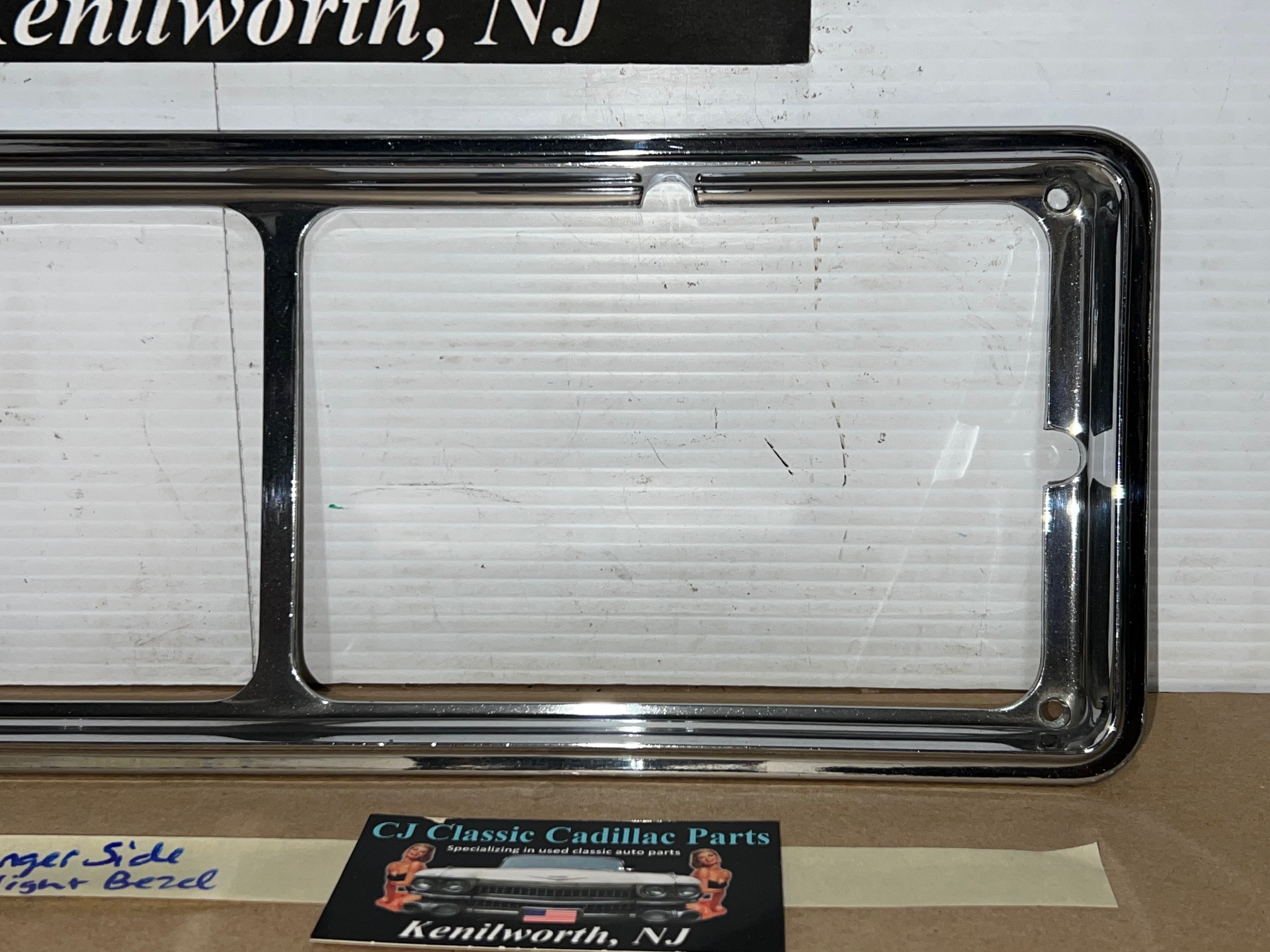 OEM 1975 1976 Cadillac Deville Fleetwood Calais Commercial Chassis RIGHT PASSENGER SIDE HEADLIGHT BEZEL TRIM #1605305 - Image 3