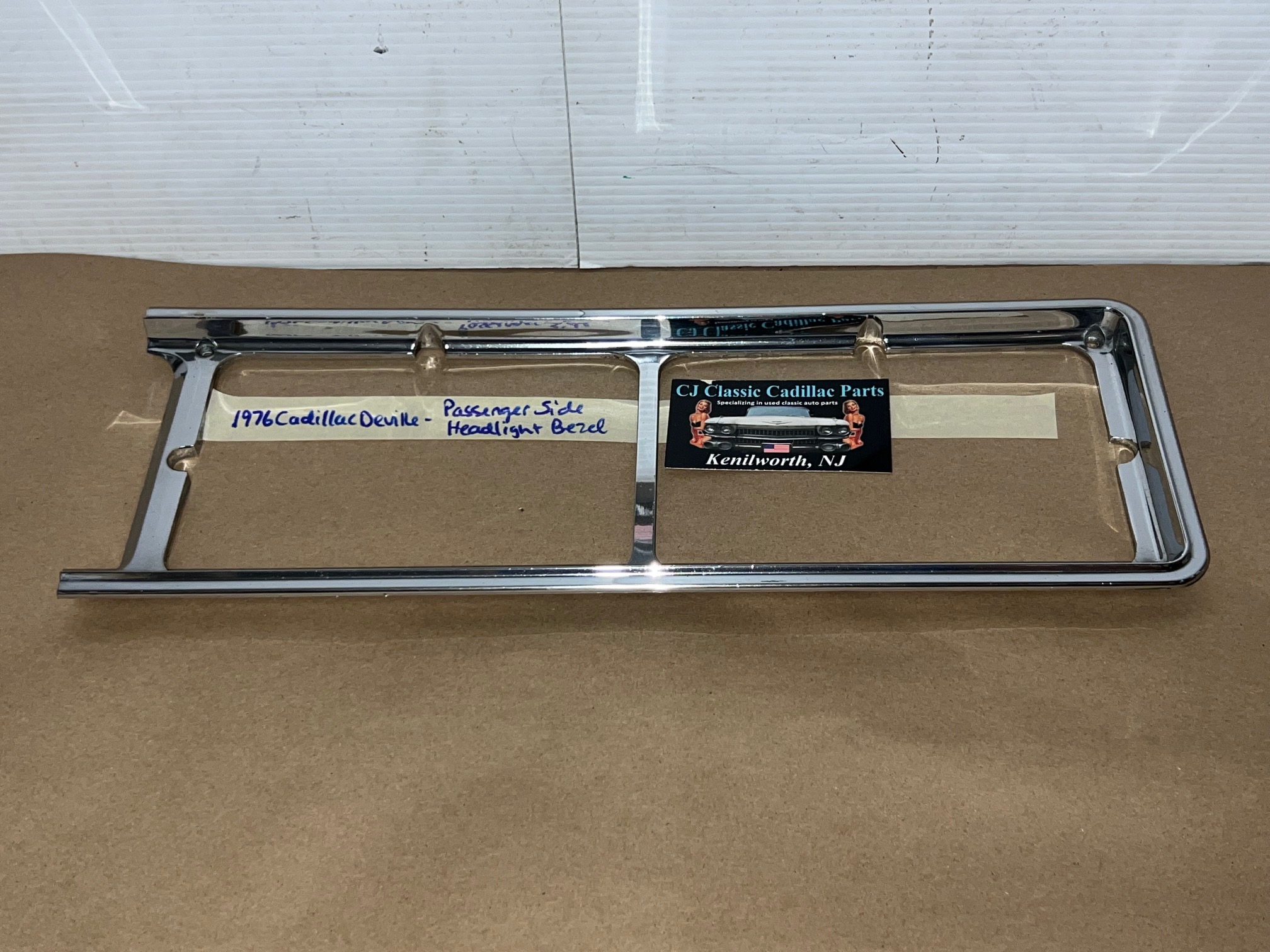 OEM 1975 1976 Cadillac Deville Fleetwood Calais Commercial Chassis RIGHT PASSENGER SIDE HEADLIGHT BEZEL TRIM #1605305 - Image 6