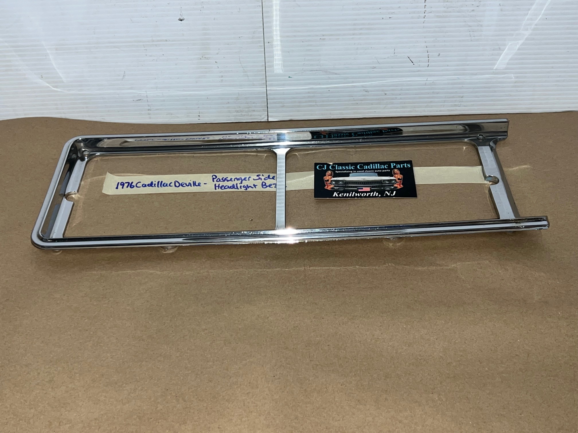 OEM 1975 1976 Cadillac Deville Fleetwood Calais Commercial Chassis RIGHT PASSENGER SIDE HEADLIGHT BEZEL TRIM #1605305 - Image 8